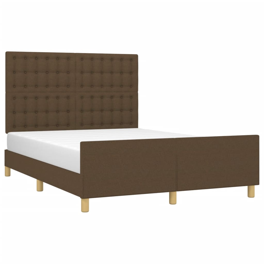 Estrutura de cama sem colchão 140x200 cm tecido castanho-escuro