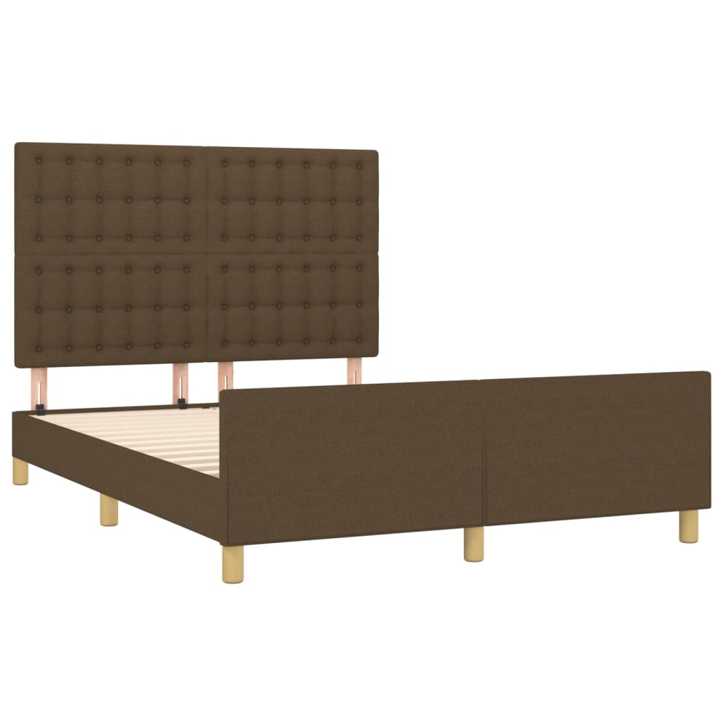 Estrutura de cama sem colchão 140x200 cm tecido castanho-escuro