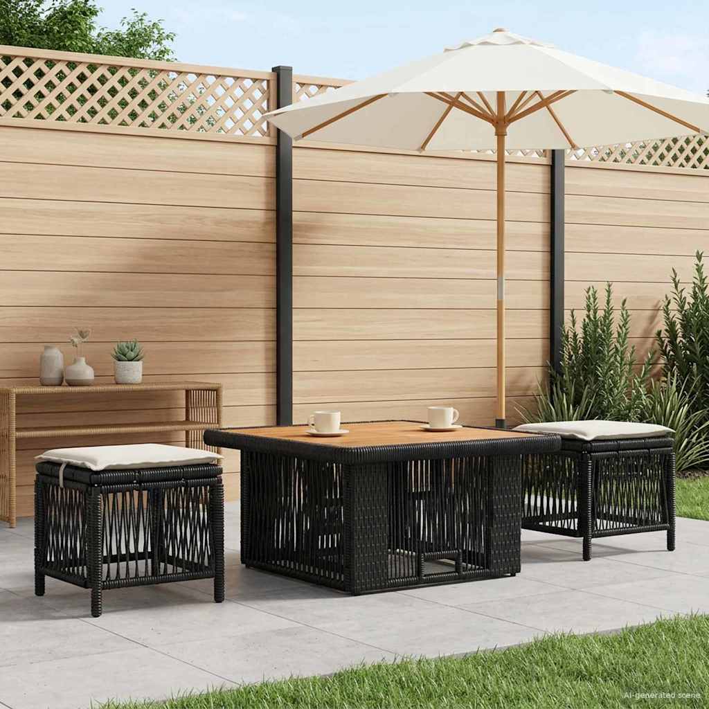 Conjunto de jantar para jardim 3 unid. bege e creme vime PE
