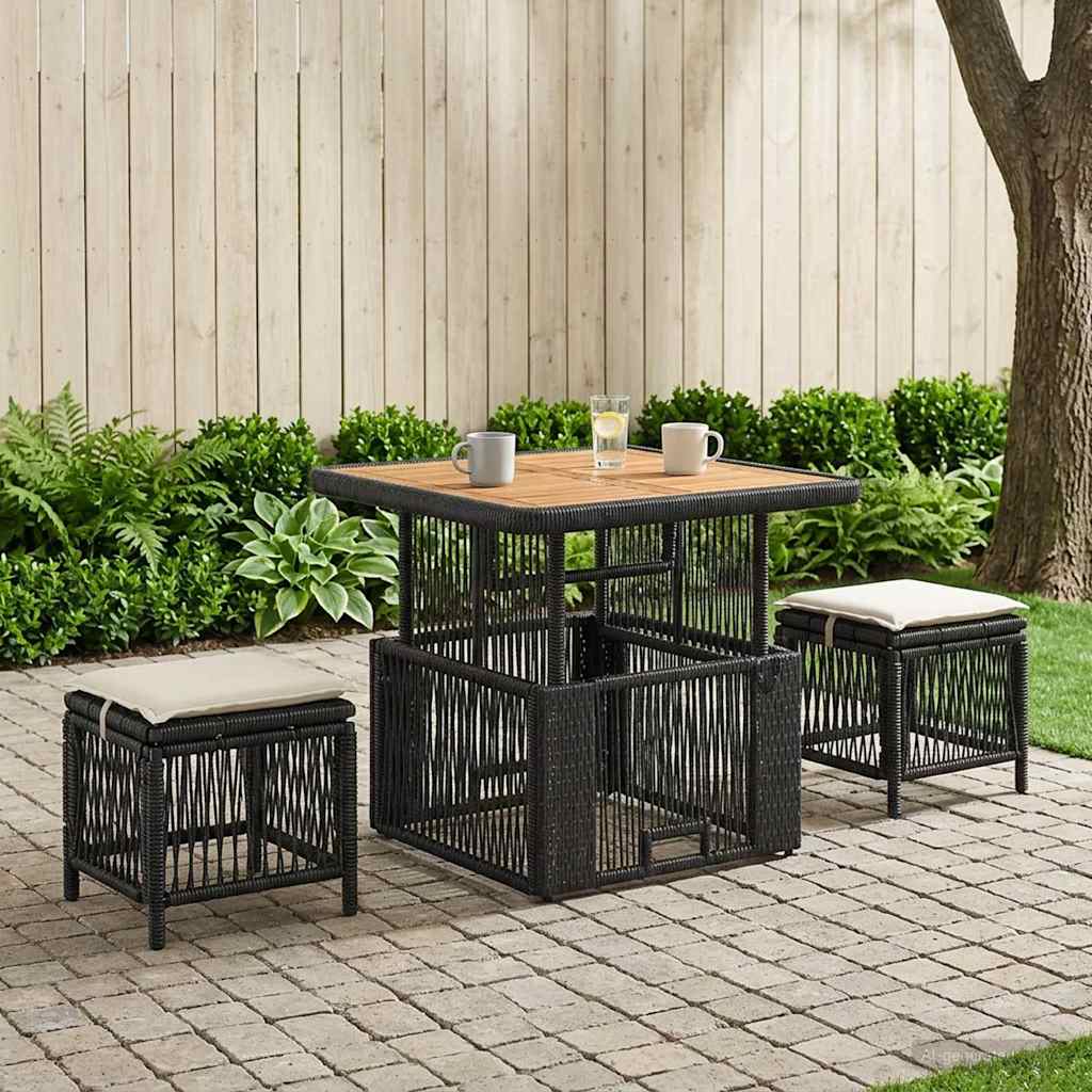 Conjunto de jantar para jardim 3 unid. bege e creme vime PE