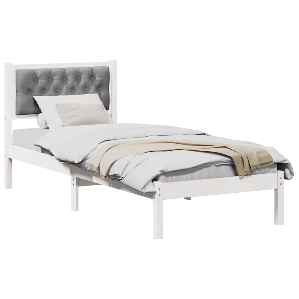 Estrutura da cama com cabeceira cinzento-claro 90 x 200 cm