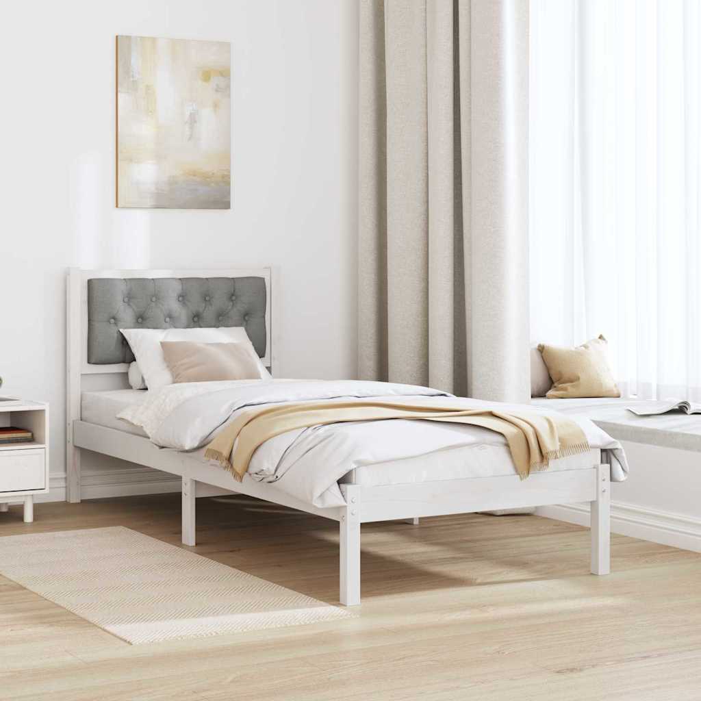 Estrutura da cama com cabeceira cinzento-claro 90 x 200 cm