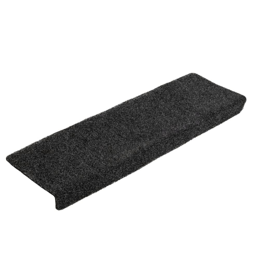 Tapetes de escada autoadesivos 5 peças 65x21x4 cm cinzento escuro com borda retangular