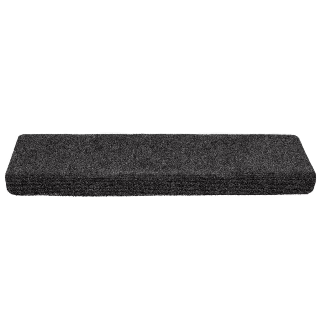 Tapetes de escada autoadesivos 5 peças 65x21x4 cm cinzento escuro com borda retangular