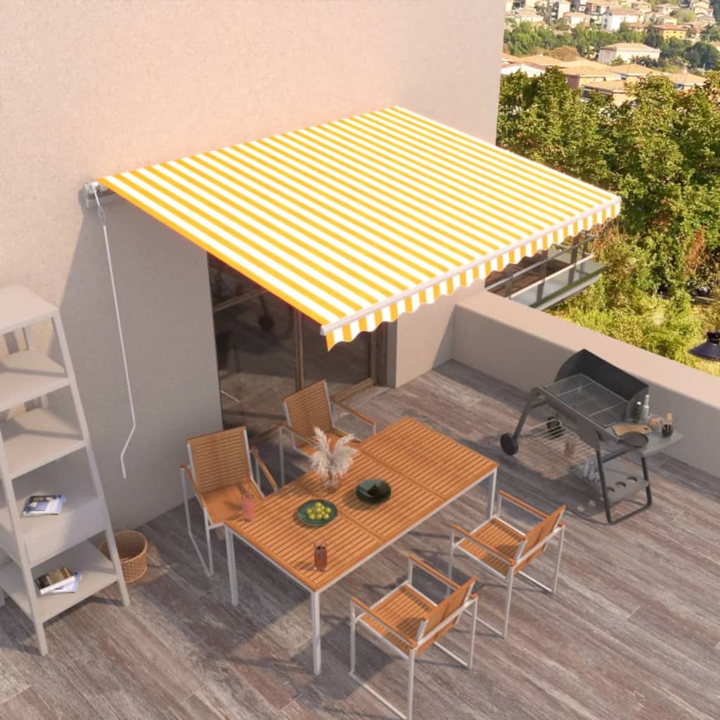 Toldo retrátil automático 450x350 cm amarelo e branco