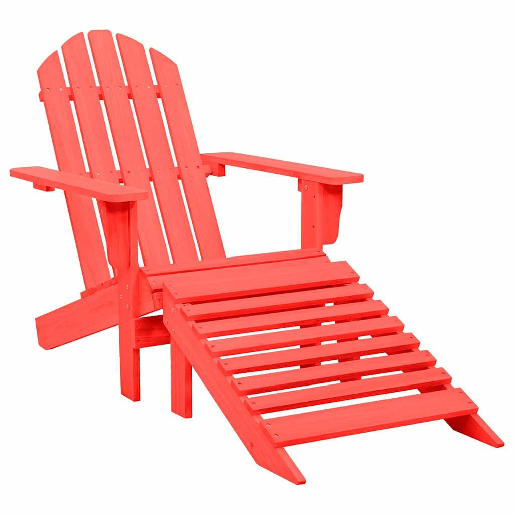 Cadeira de jardim adirondack c/ otomano abeto maciço vermelho