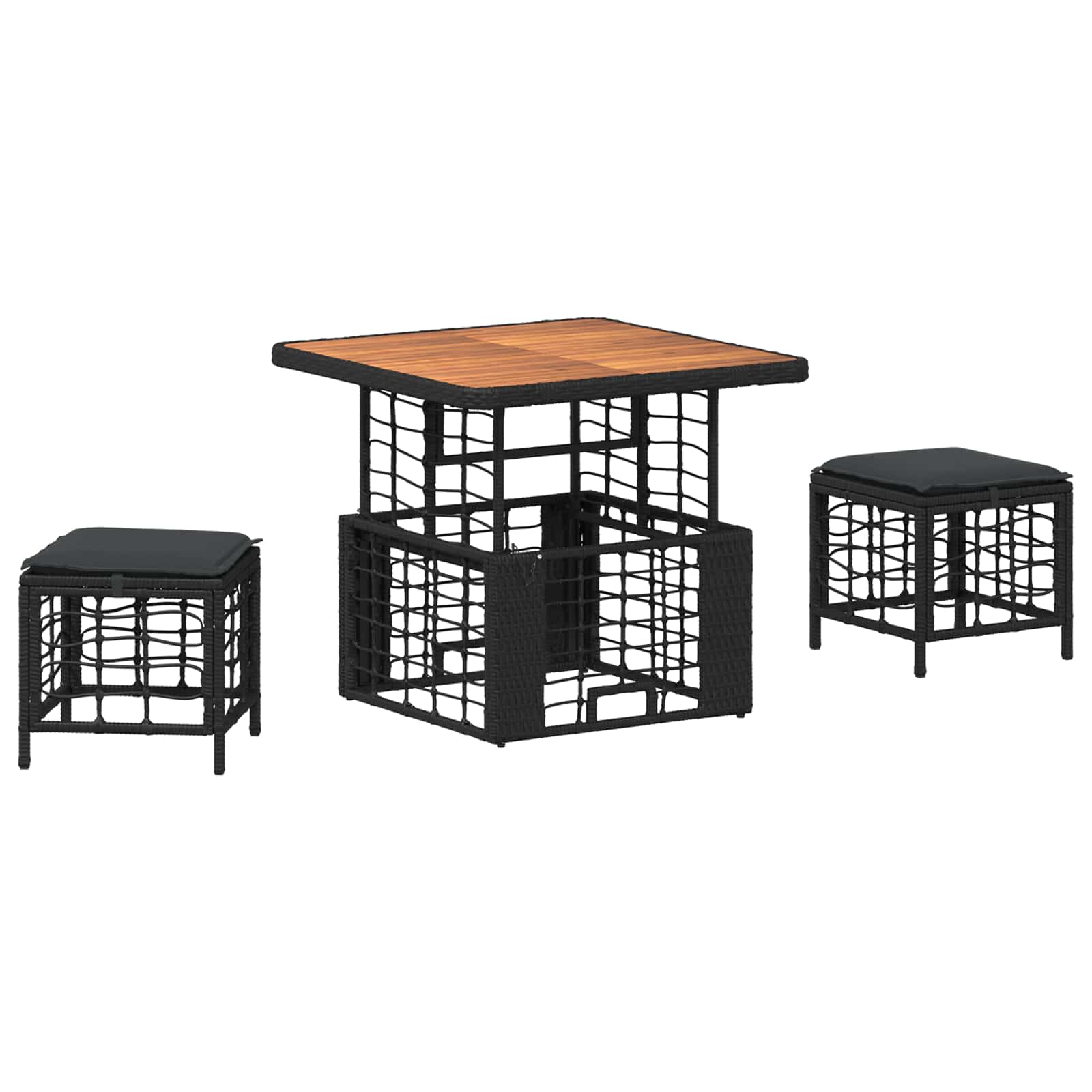 Conjunto de jantar para jardim 3 unid. preto e cinza