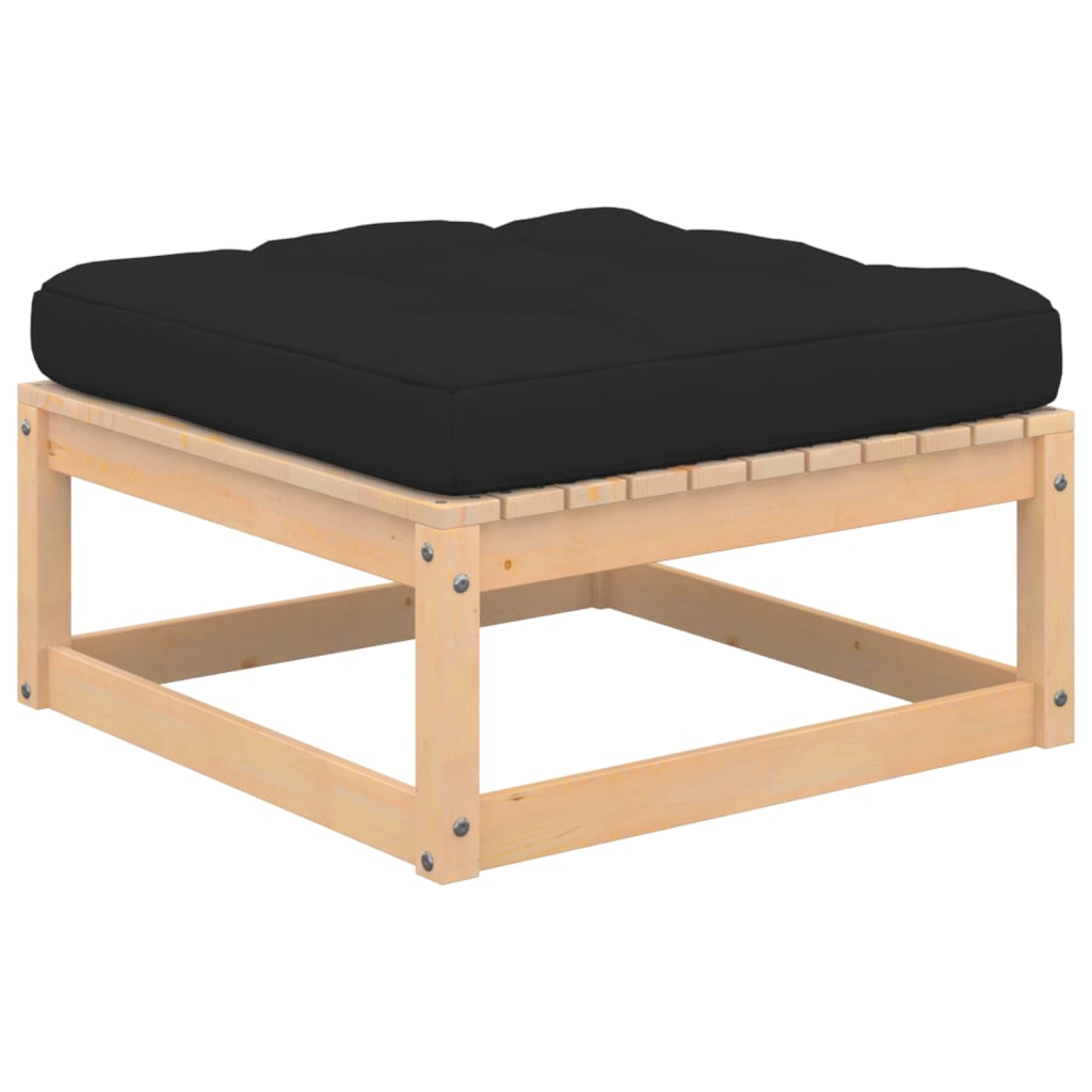 Apoio de pés p/ jardim c/ almofadões 2 pcs pinho maciço