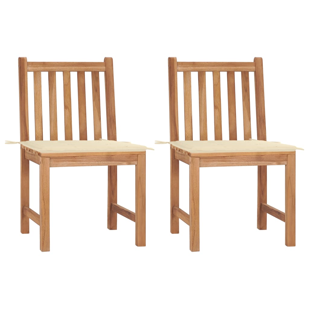 Cadeiras de jardim c/ almofadões 2 pcs teca maciça