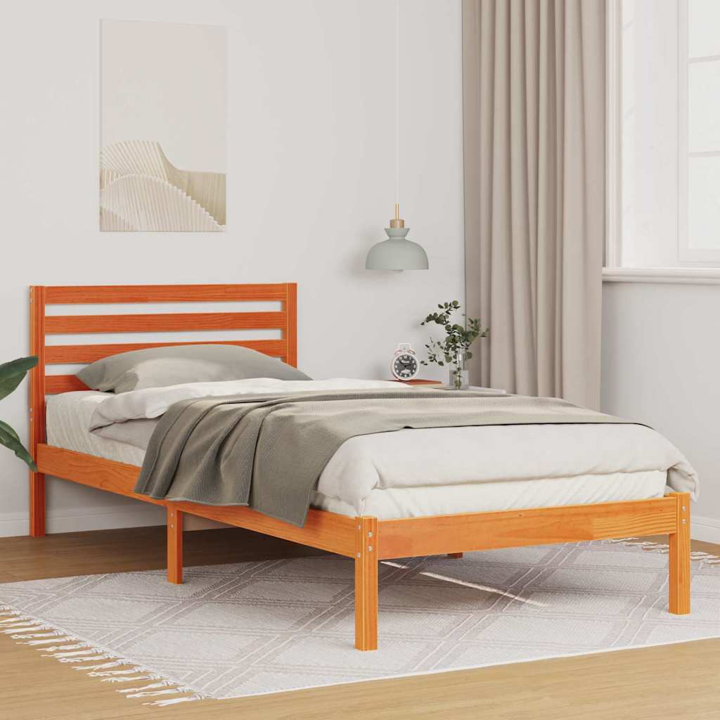 Estrutura da cama com cabeceira marrom cera 80 x 210 cm