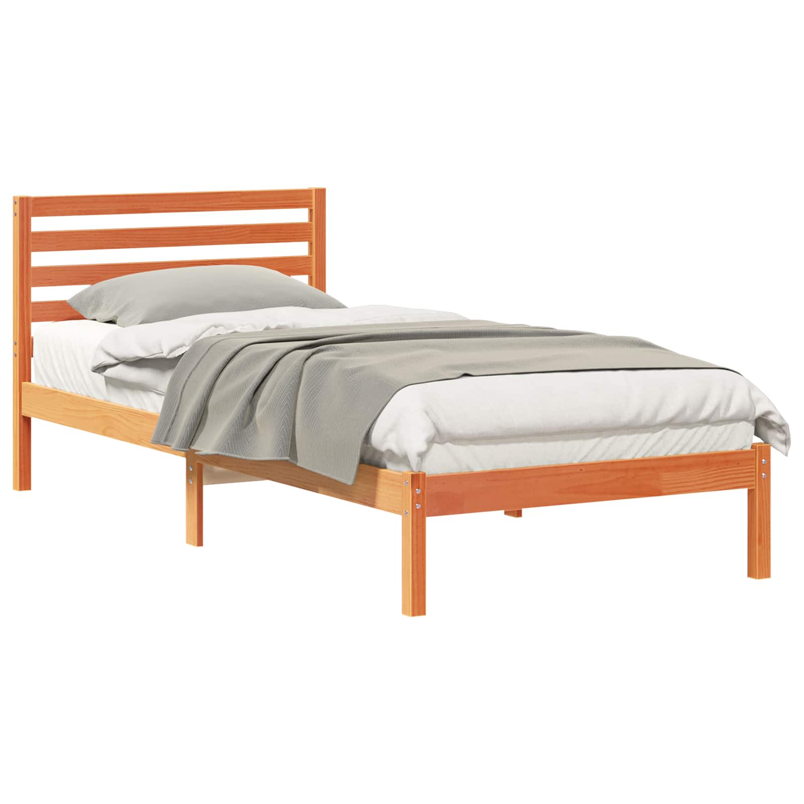 Estrutura da cama com cabeceira marrom cera 80 x 210 cm