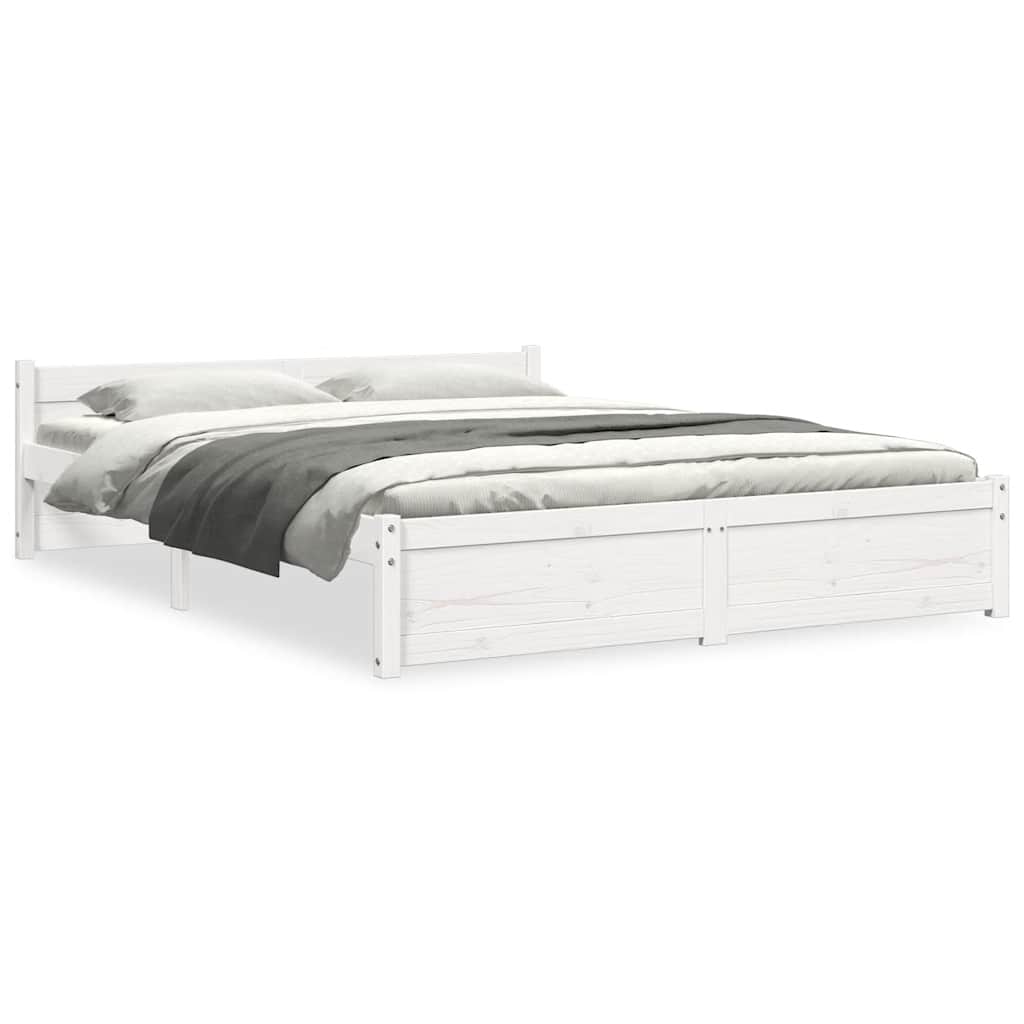 Estrutura de cama 140x200 cm madeira maciça branco