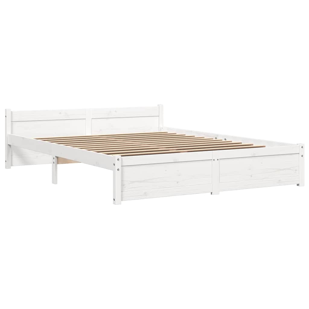 Estrutura de cama 140x200 cm madeira maciça branco