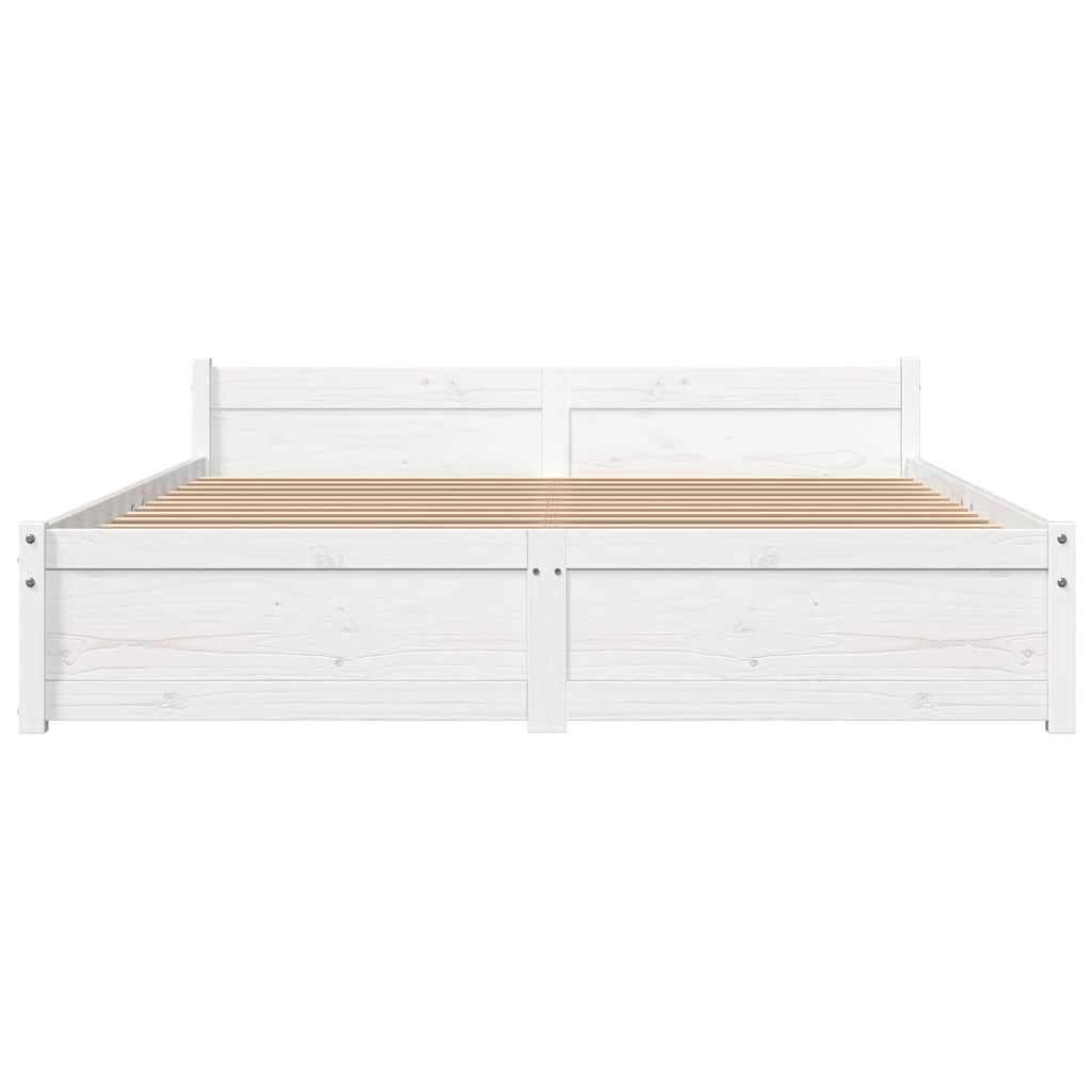 Estrutura de cama 140x200 cm madeira maciça branco