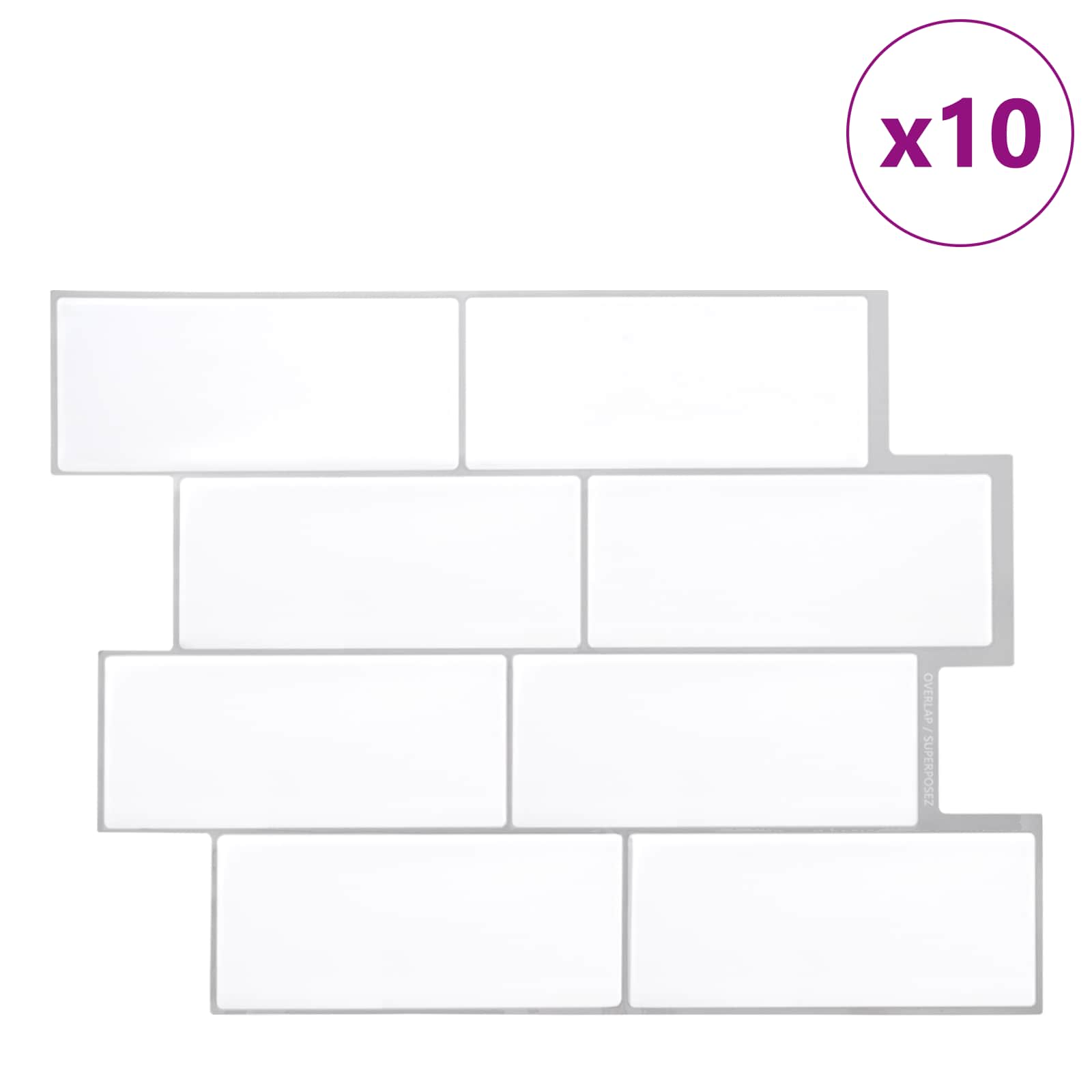Azulejo subterrâneo 10 unid. branco e cinza 29 x 21 cm