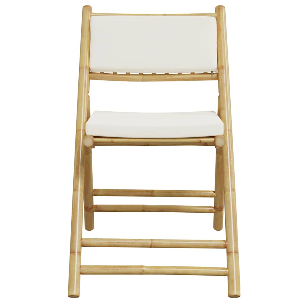 4 Pcs cadeiras bistrô dobráveis c/ almofadões branco nata bambu
