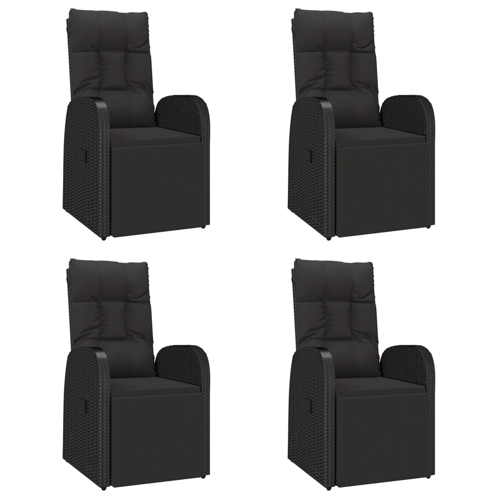 5 Pcs conjunto de jantar p/ jardim vime PE/acácia maciça preto