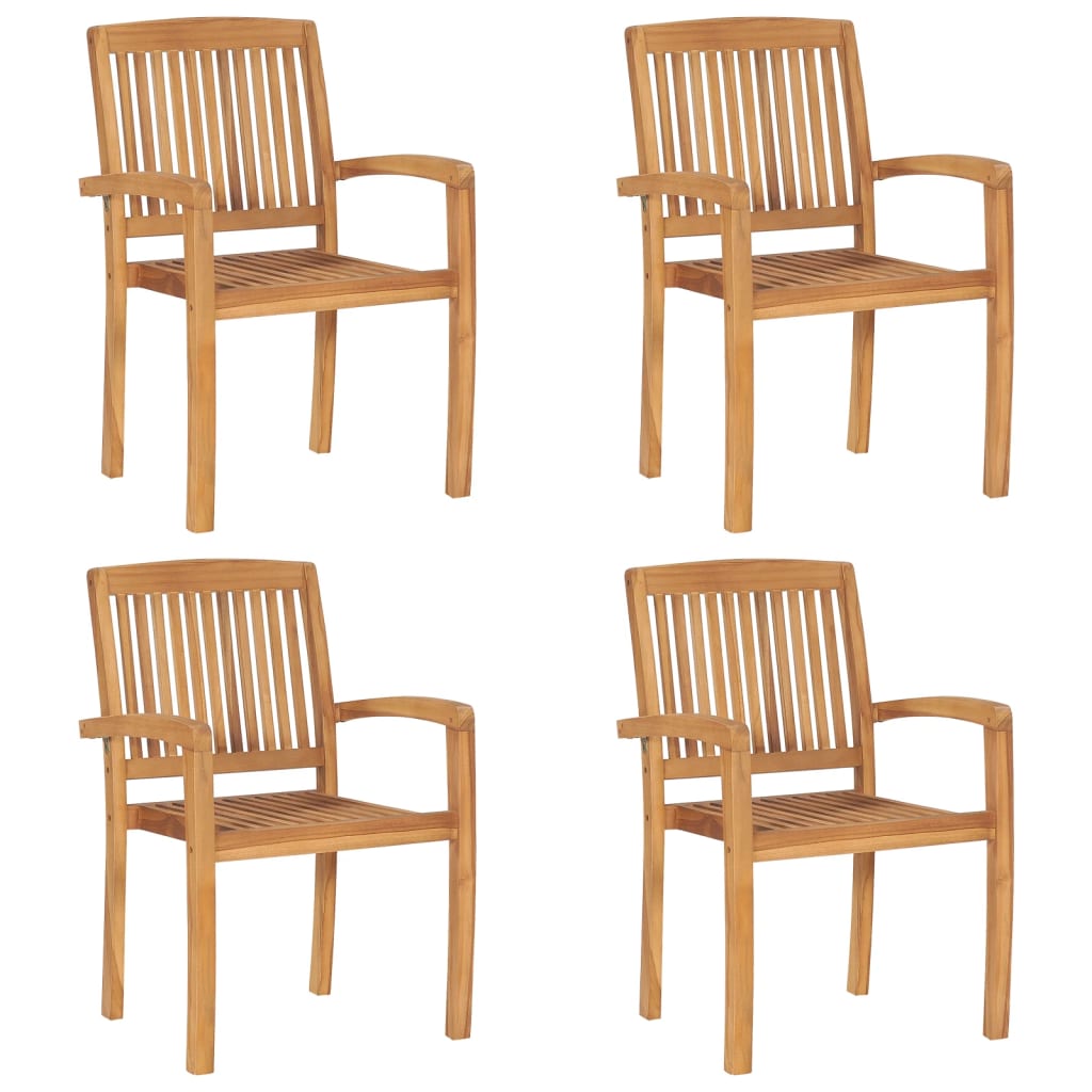 Cadeiras de jardim empiháveis c/ almofadões 4 pcs teca maciça