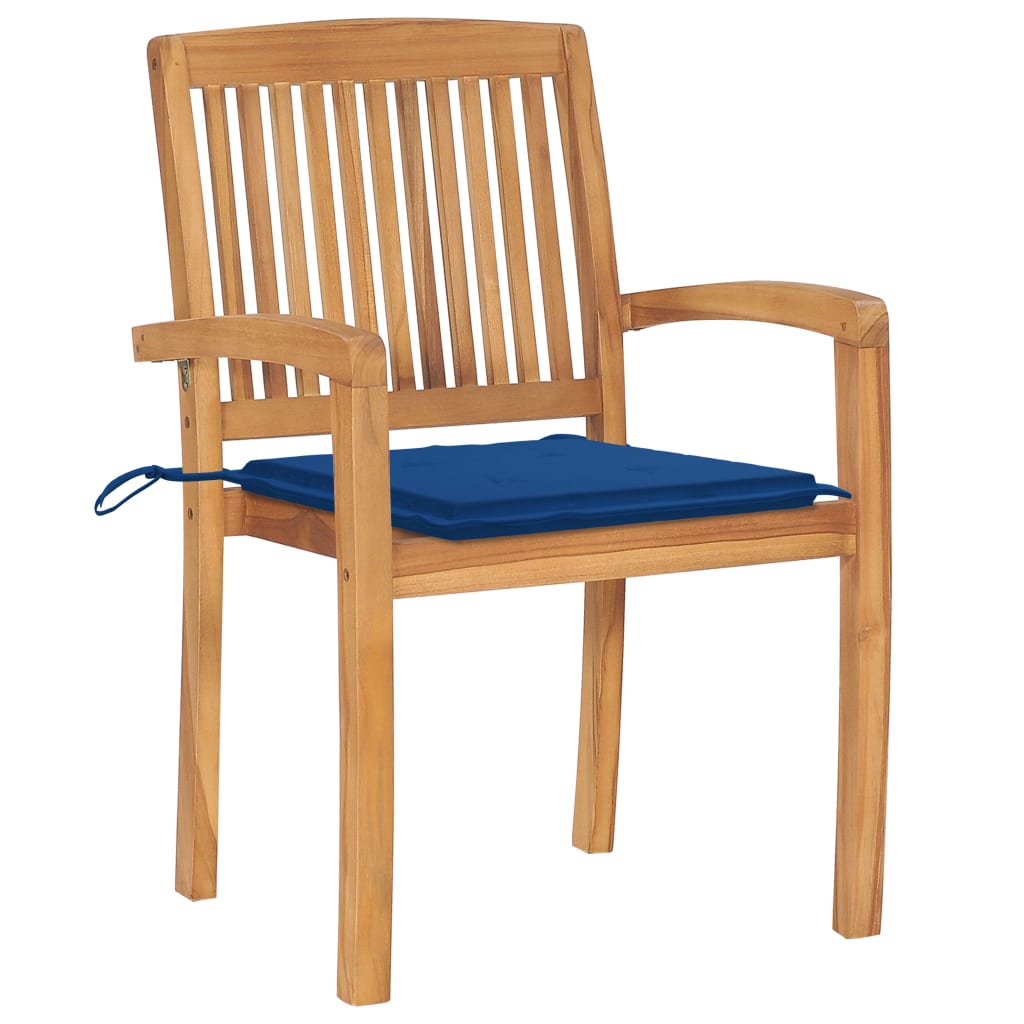 Cadeiras de jardim empiháveis c/ almofadões 4 pcs teca maciça