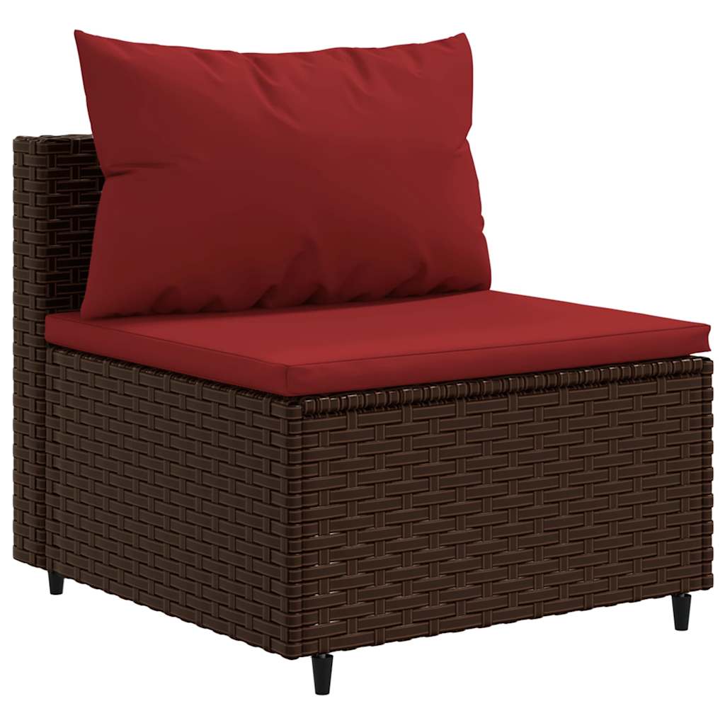 4 Pcs conjunto lounge jardim c/ almofadões vime PE castanho