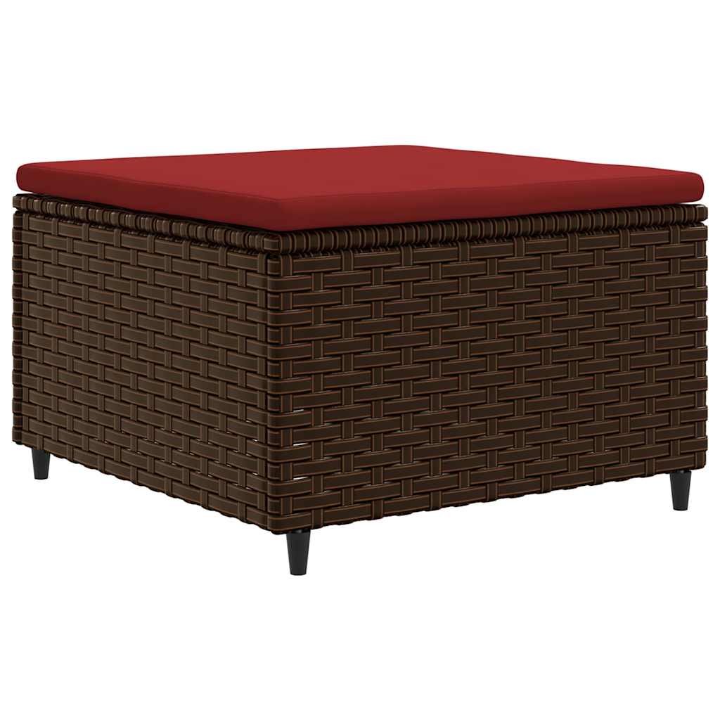 4 Pcs conjunto lounge jardim c/ almofadões vime PE castanho