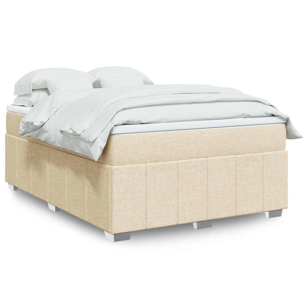 Cama com molas/colchão 140x190 cm tecido cor creme