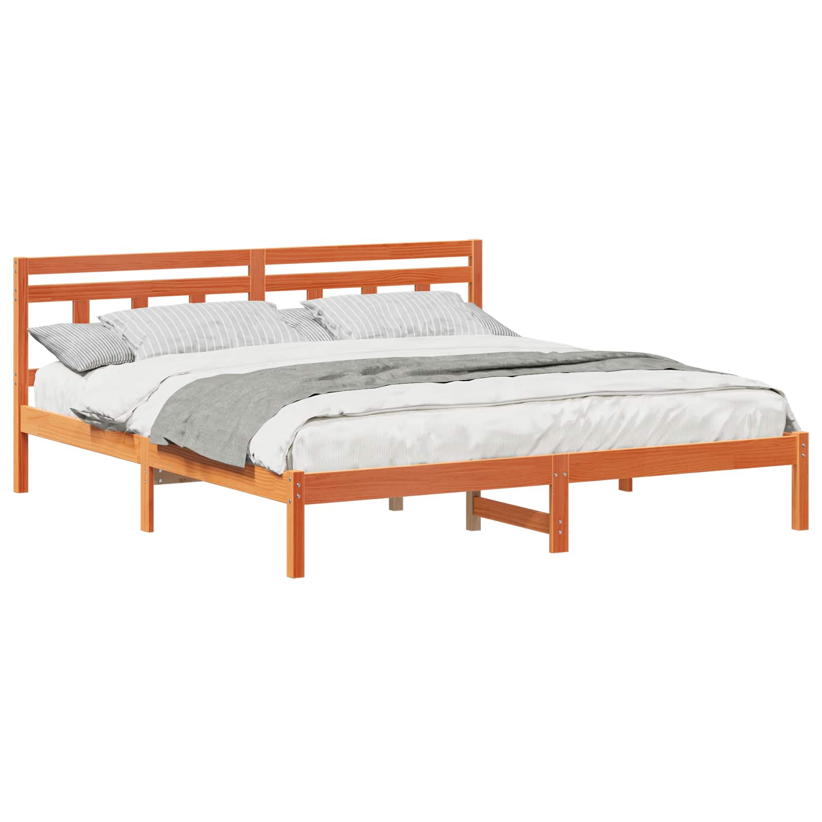 Estrutura da cama com cabeceira castanho madeira de pinheiro