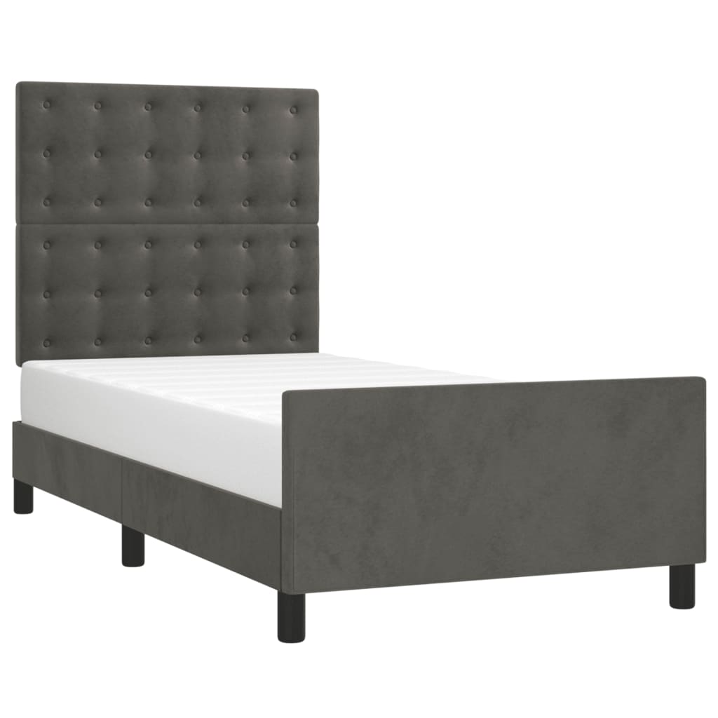 Estrutura de cama sem colchão 80x200 cm veludo cinzento-escuro