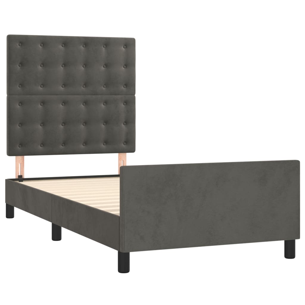 Estrutura de cama sem colchão 80x200 cm veludo cinzento-escuro