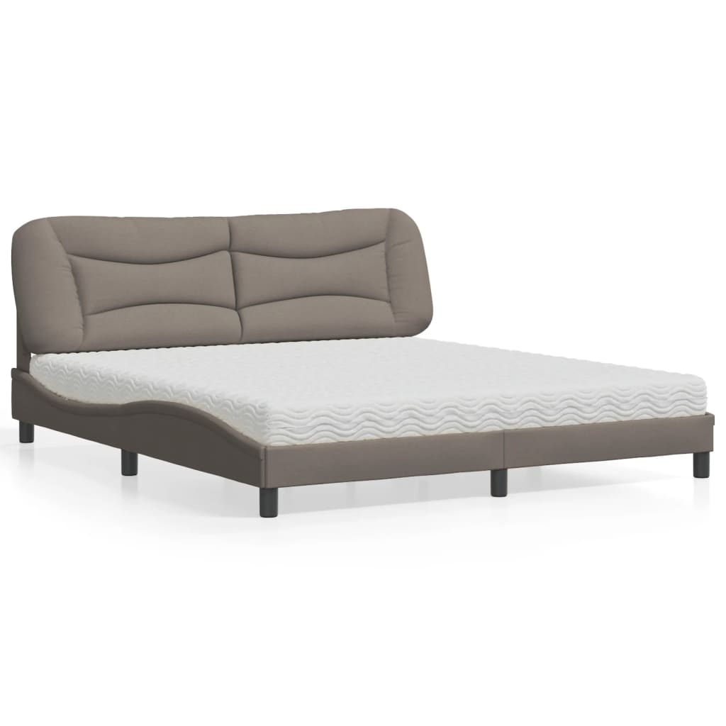 Cama com colchão hvar 180x200 cm tecido castanho-acinzentado