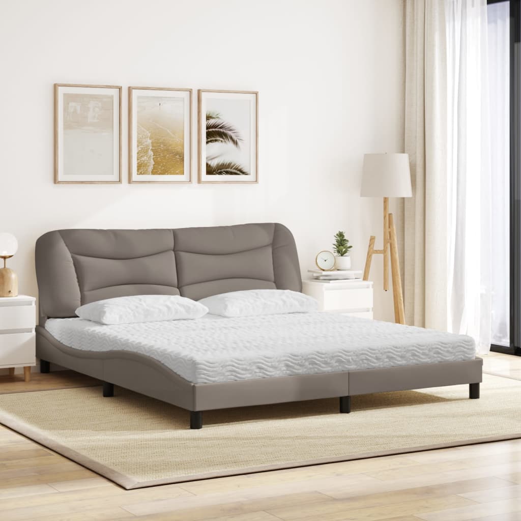 Cama com colchão hvar 180x200 cm tecido castanho-acinzentado
