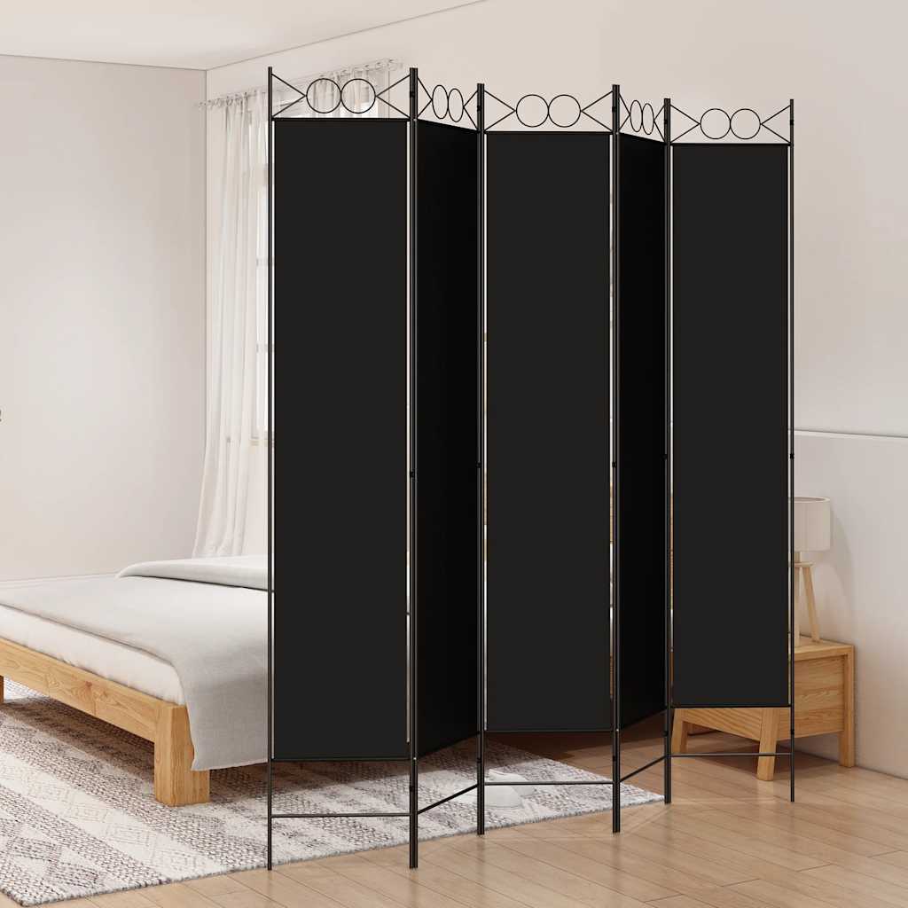 Biombo/divisória com 5 painéis 200x220 cm tecido preto