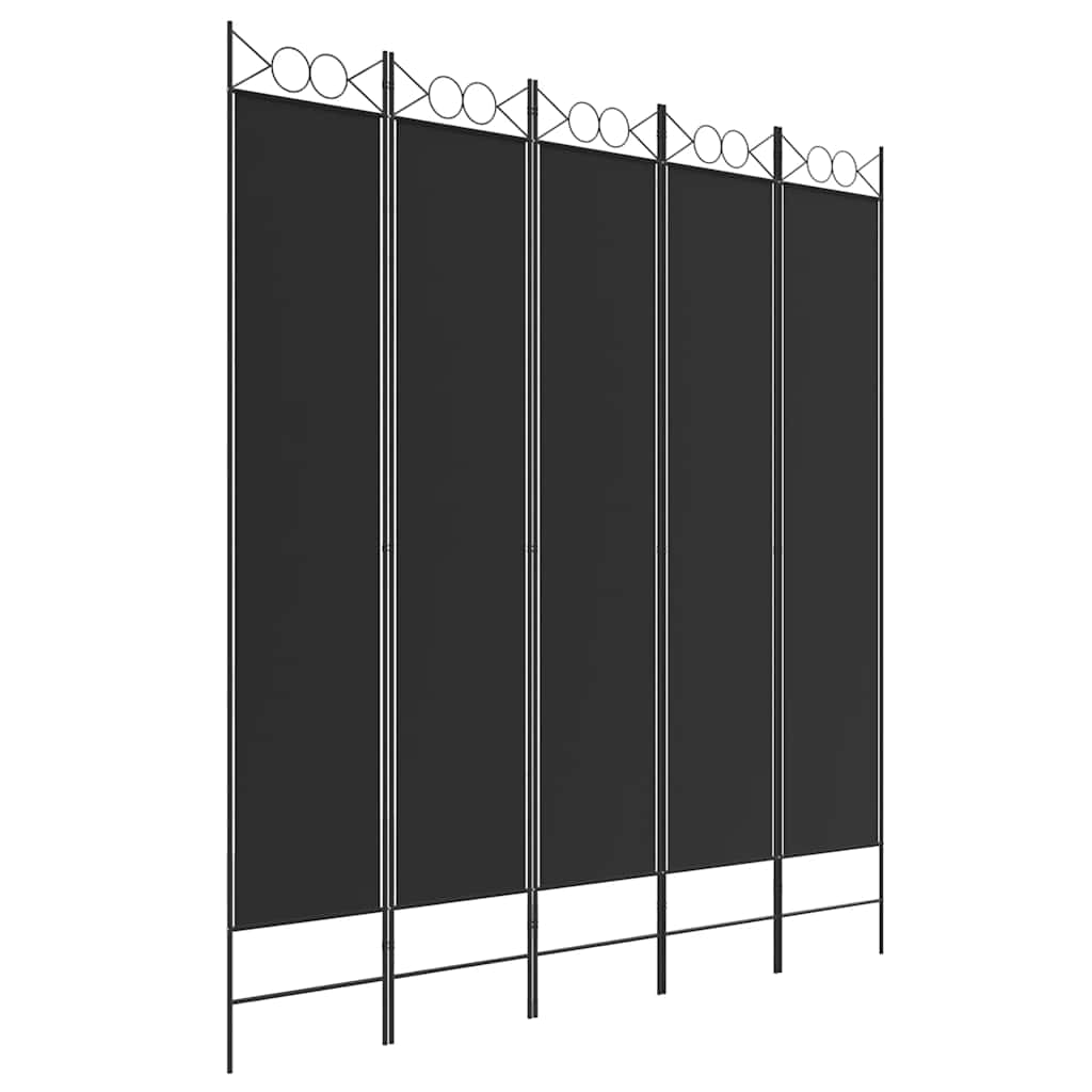 Biombo/divisória com 5 painéis 200x220 cm tecido preto