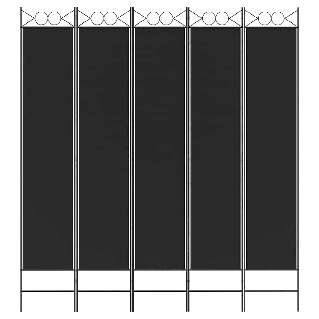 Biombo/divisória com 5 painéis 200x220 cm tecido preto
