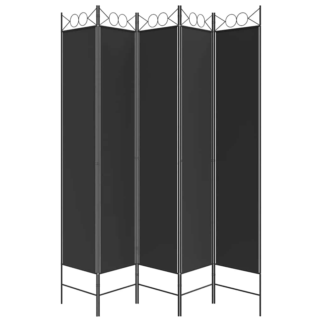 Biombo/divisória com 5 painéis 200x220 cm tecido preto