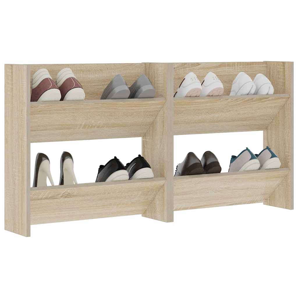 Sapateiras de parede 2 pcs 60x18x60cm contrapl. carvalho sonoma