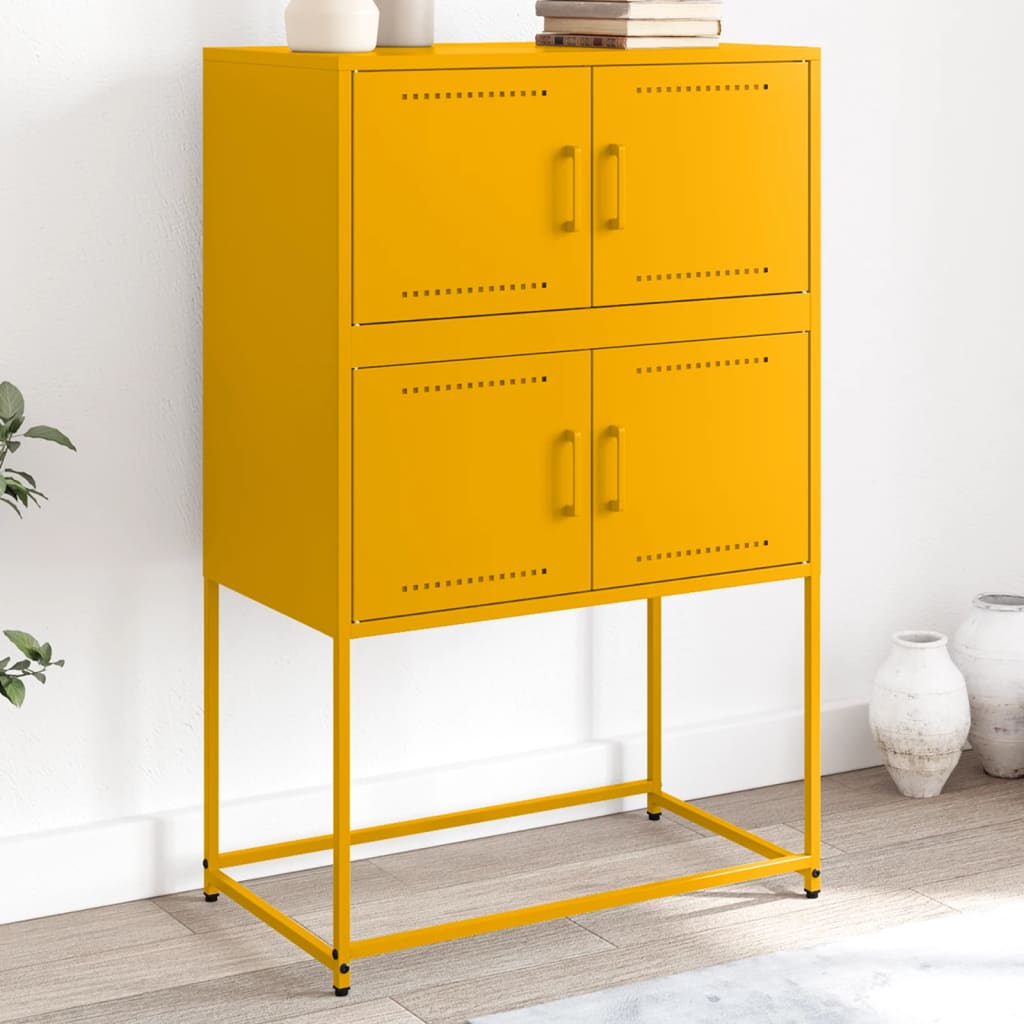 Aparador 68,5x38,5x107 cm aço amarelo mostarda