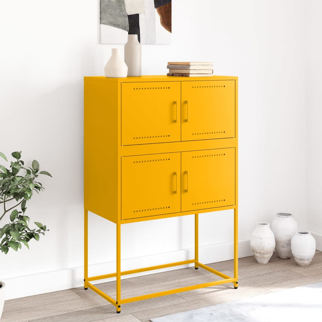 Aparador 68,5x38,5x107 cm aço amarelo mostarda