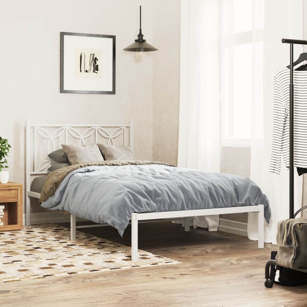 Estrutura de cama em metal com cabeceira 107x203 cm branco