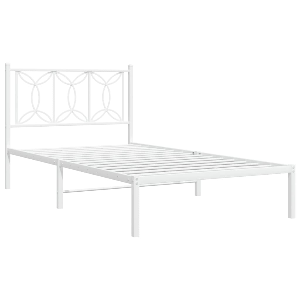 Estrutura de cama em metal com cabeceira 107x203 cm branco