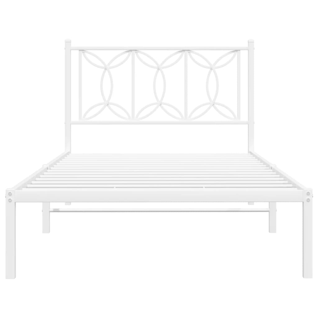 Estrutura de cama em metal com cabeceira 107x203 cm branco