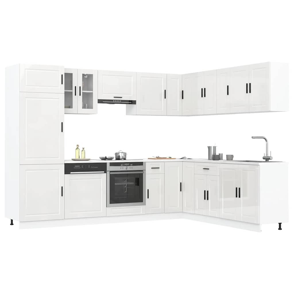 14 Peças armário de cozinha conjunto porto brilho branco