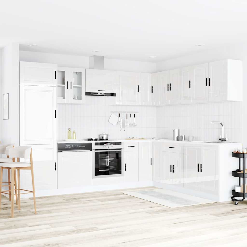 14 Peças armário de cozinha conjunto porto brilho branco