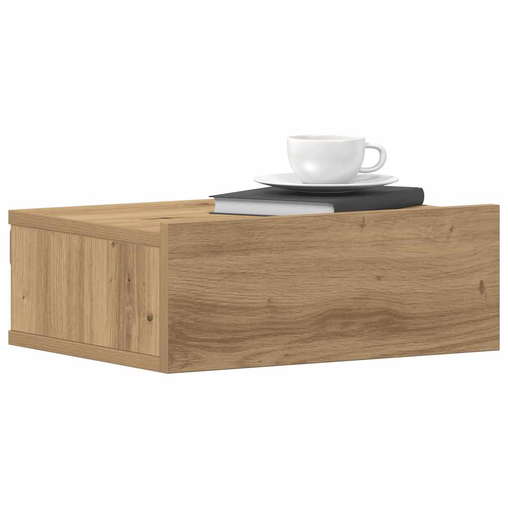 Mesa de cabeceira flutuante em carvalho artesanal 40x32x15 cm