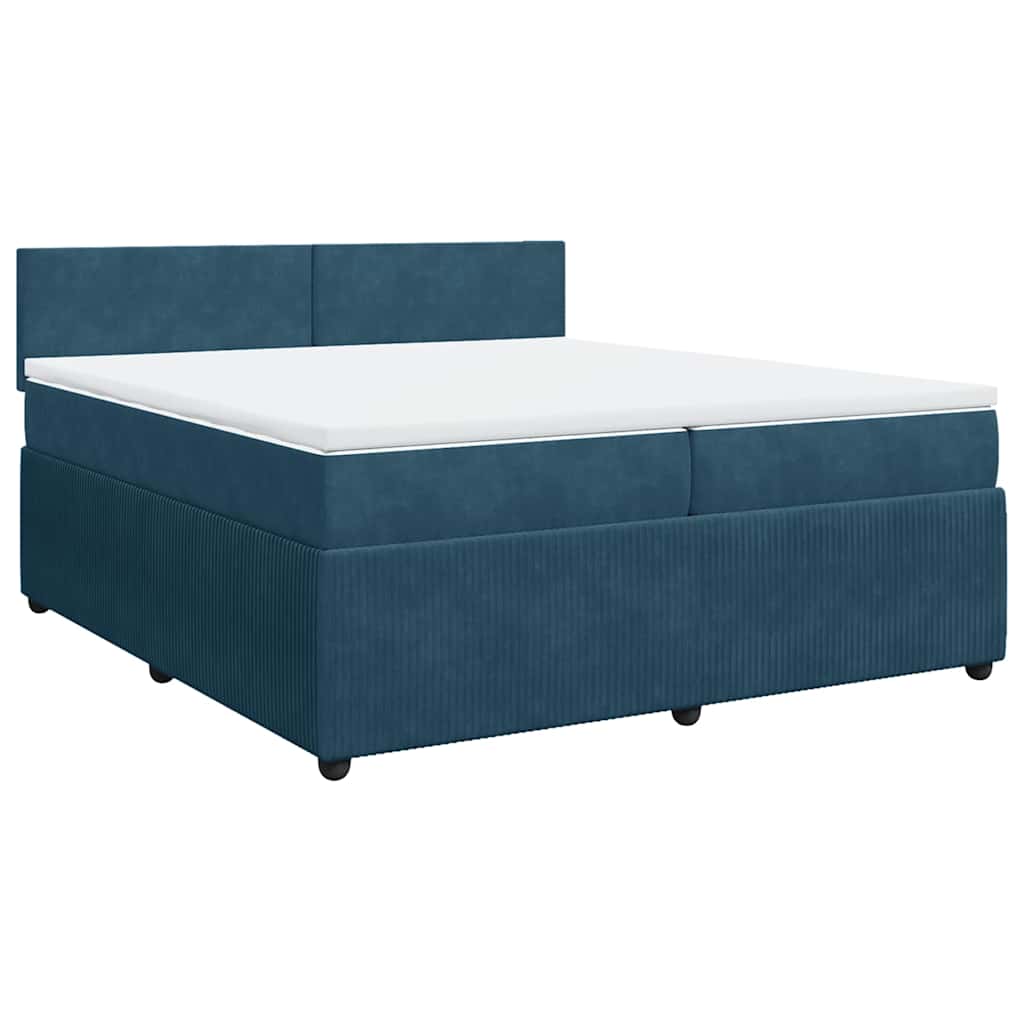 Cama com molas/colchão 200x200 cm veludo azul