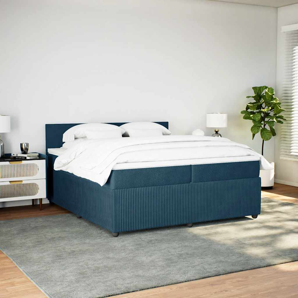 Cama com molas/colchão 200x200 cm veludo azul