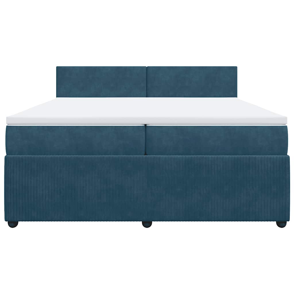 Cama com molas/colchão 200x200 cm veludo azul