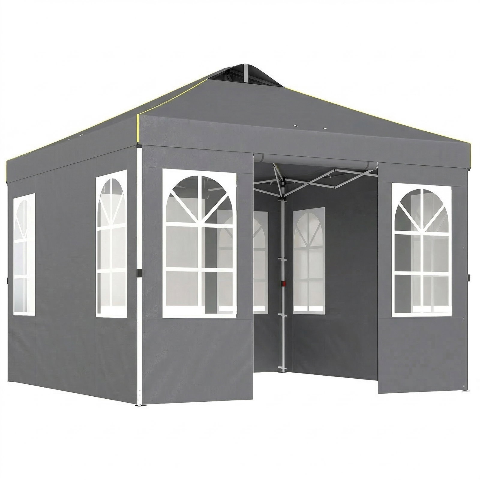 Tenda dobrável 3x3 m pop-up com upf50+, 4 laterais removíveis, altura ajustável e bolsa de transporte - cinzento escuro