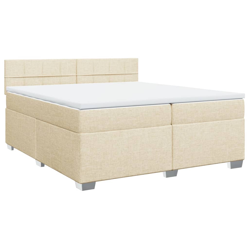 Cama com molas/colchão 200x200 cm tecido cor creme