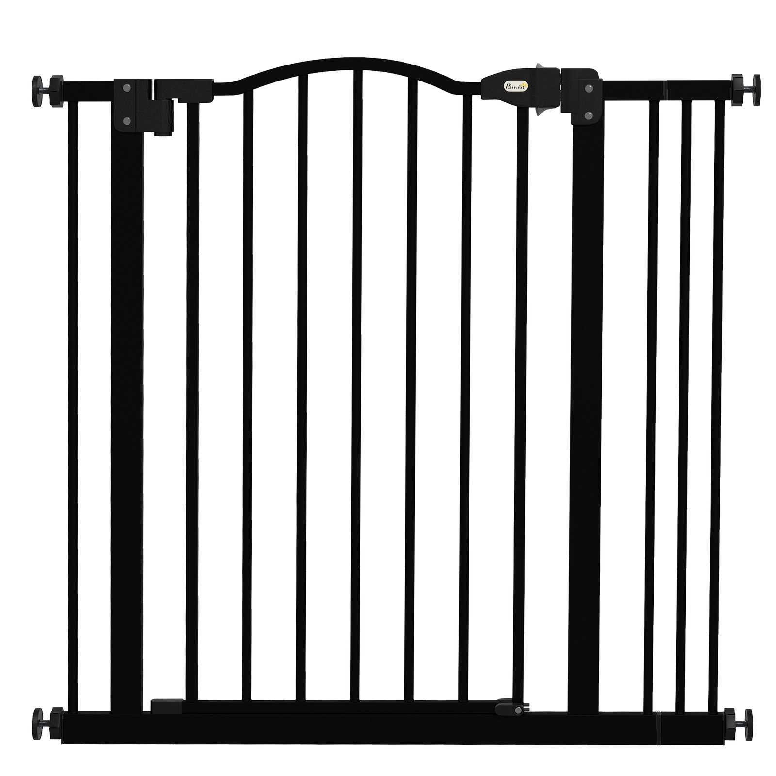 Barreira de segurança para cães com largura ajustável 74-80 cm e extensões para escadas e portas preto